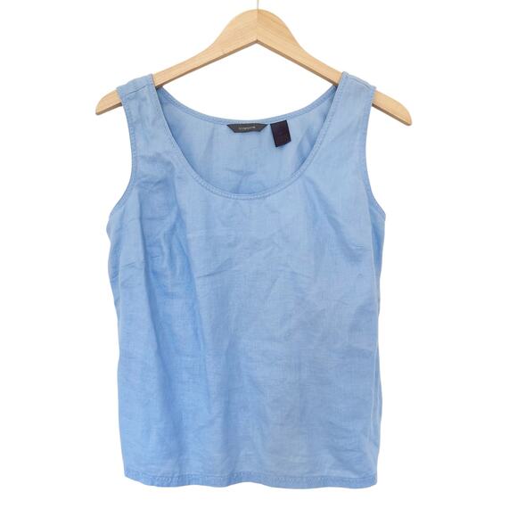 Liz Claiborne Blue 100% Linen Tank Top & Button Down Set Sz M - Picture 1 of 7